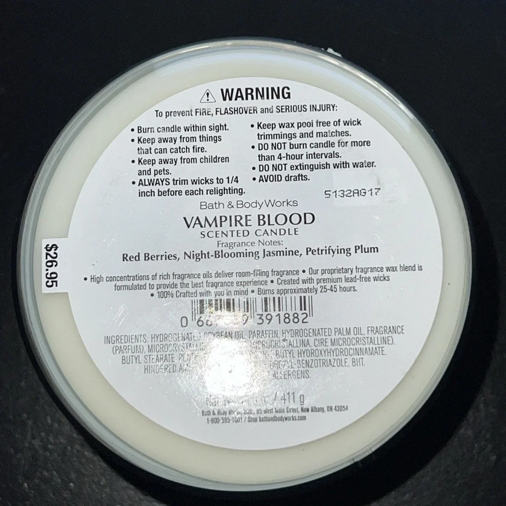 ALL NEW Vampire Blood 3-Wick Candle 25-45 burn hours 14 oz Bath & Body Works - Picture 5 of 5